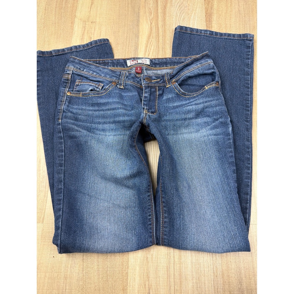 2000's LEI Ashley Lowrise Slim Bootcut Jeans Blue Medium Wash Juniors 3 Reg Y2K